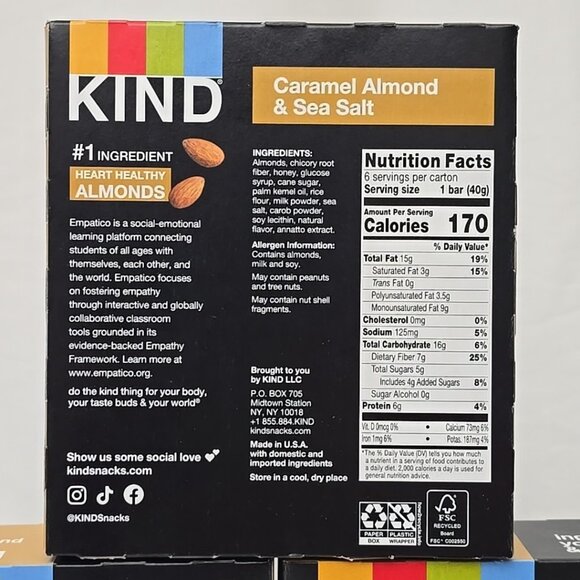 KIND Bars Caramel Almond & Sea Salt Healthy Snacks Gluten Free 6G 3Pk (18 Count) - Picture 5 of 7